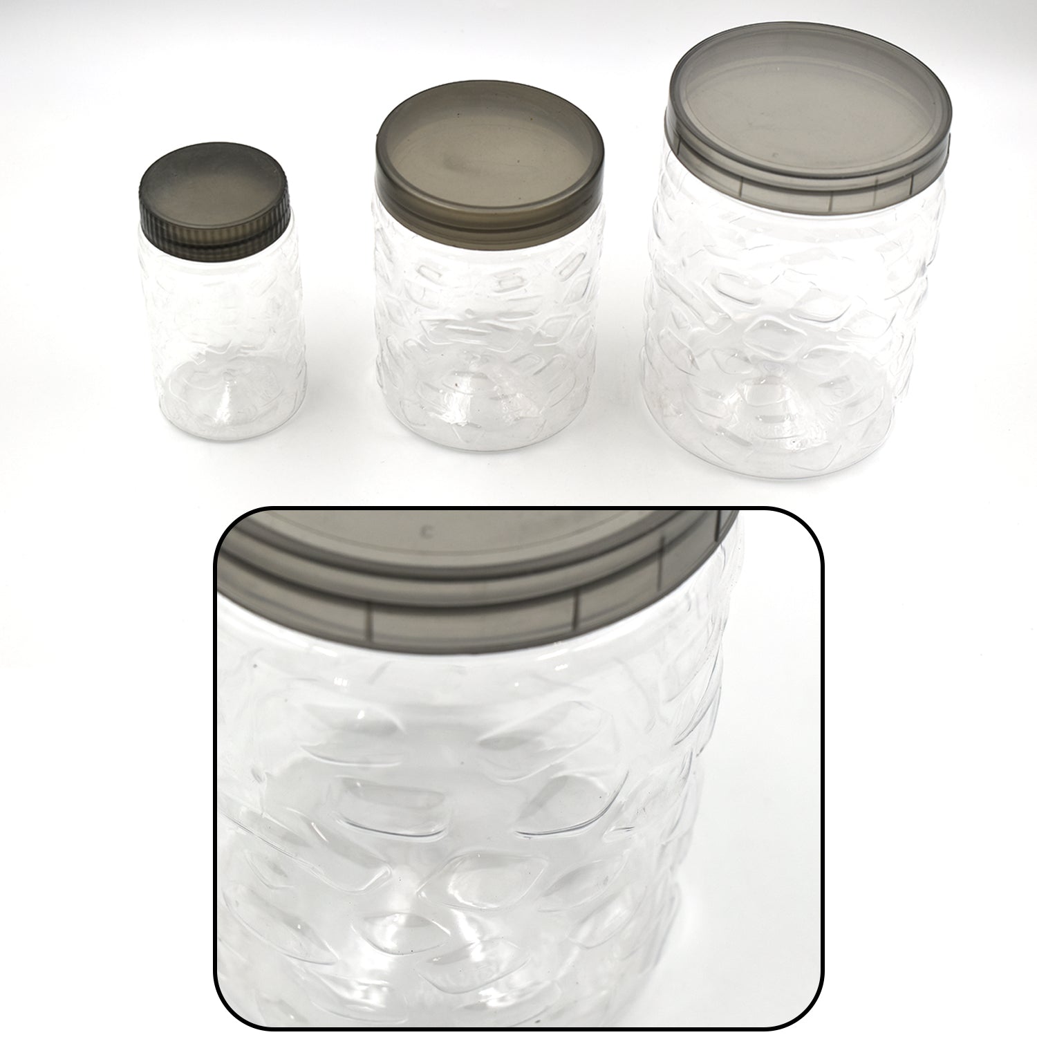 0598 3pcs Stone Jars Set (Big 1200ml, Medium 600ml & Small 250ml size) (plastic material) 0598 3pcs Stone Jars Set (Big 1200ml, Medium 600ml & Small 250ml size) (plastic material)